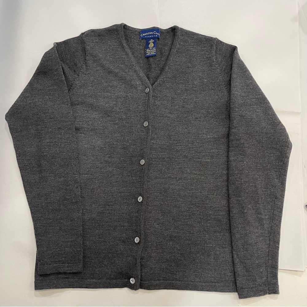 Vintage Charters Club 100% Pure Merino Wool Cardigan Size M - EUC